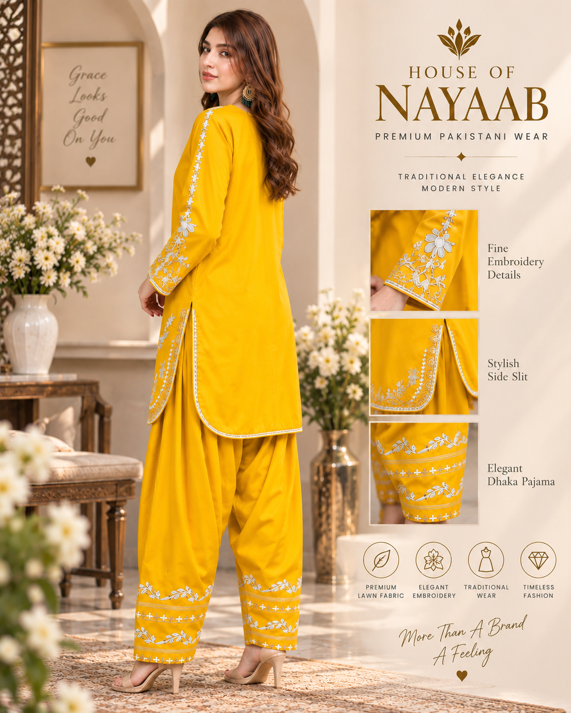 Embroidered 2-Piece Lawn Suit with Dhaka Pajama