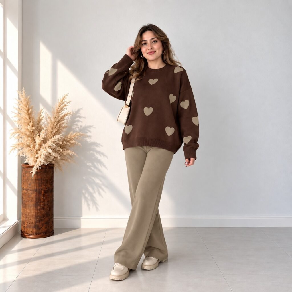 A&S Heart Printed Women’s 2-Piece Winter Tracksuit – Warm & Soft Fleece