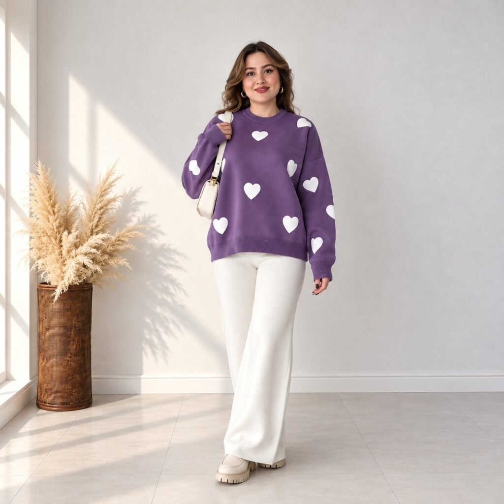 A&S Heart Printed Women’s 2-Piece Winter Tracksuit – Warm & Soft Fleece
