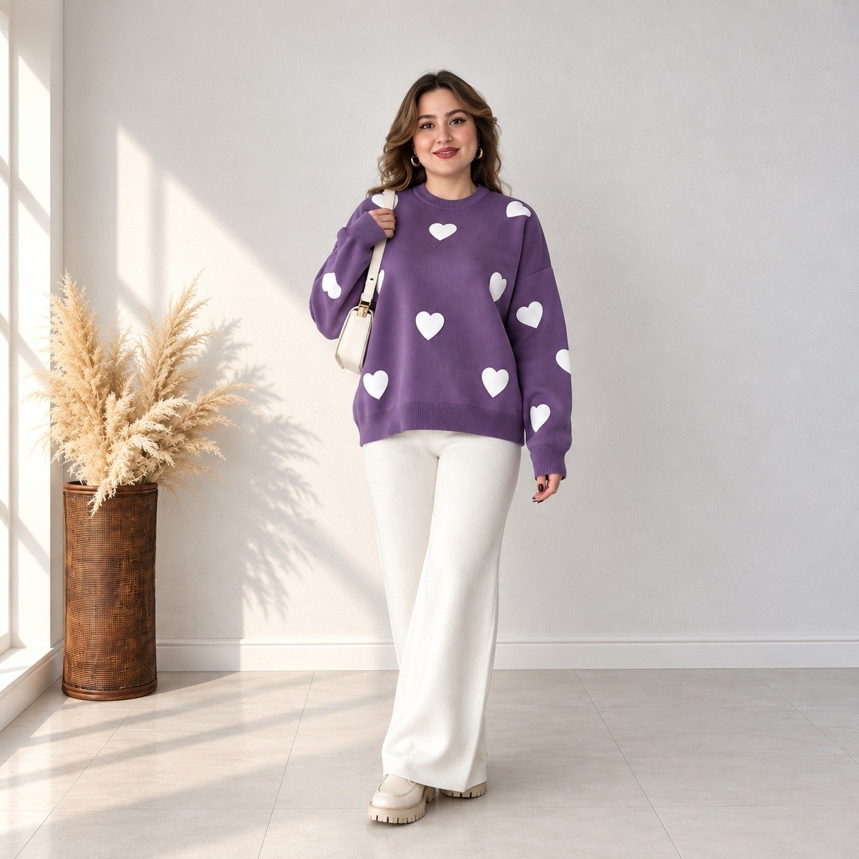 A&S Heart Printed Women’s 2-Piece Winter Tracksuit – Warm & Soft Fleece