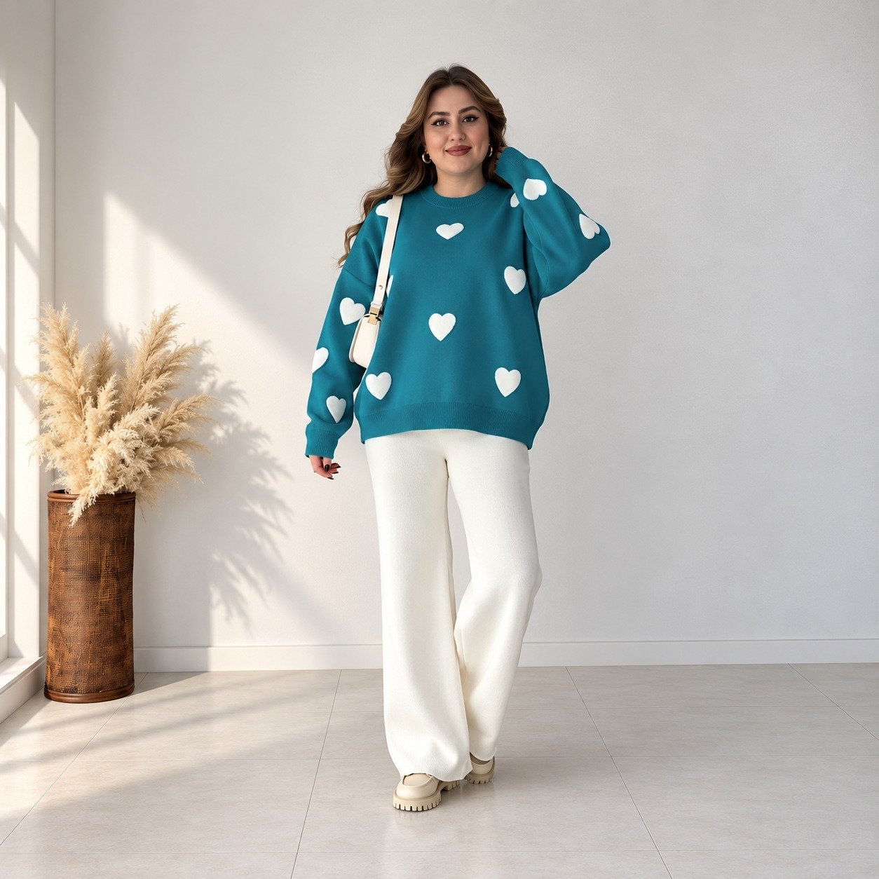 A&S Heart Printed Women’s 2-Piece Winter Tracksuit – Warm & Soft Fleece